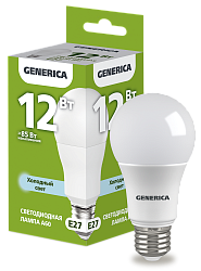Лампа светодиодная A60 груша 12Вт 230В 6500К E27 GENERICA LL-A60-12-230-65-E27-G