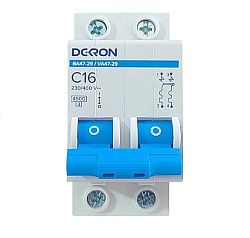 Автоматический выключатель ВА47-29 2P С16A 4,5кА mcb29-2-C16-dek
