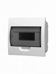 Корпус пластиковый БЕЛЫЙ ЩРВ-П-8, черная прозрачная дверь IP51, DEKRON DEK06103-0036-B