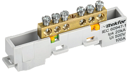 TEKFOR Шина PE "земля" неизолированная на универсальном держателе 6х9-6-Ж IEK TF-NN10-06-DL-K05