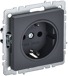 BRITE Розетка 1-местная с заземлением без защитных шторок 16А РС11-1-0-БрГ графит IEK BR-R11-16-K53