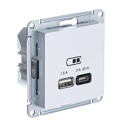 Розетка USB AtlasDesign тип A+C 45Вт высокоскор. ЗУ QC PD механизм лотос SE ATN001329 1739923