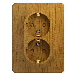 Розетка 2-м СП Glossa 16А IP20 с заземл. защ. шторки в сборе дерево дуб SE GSL000526 288552