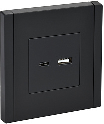 FORTE&PIANO Розетка USB A+C 3,1А FP150 черный IEK FP-U22-D31-K02