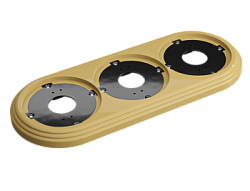 Рамка трехместная пластиковая, 234x92x14 мм, цвет - песочное золото, серия УСАДЬБА, ТМ МЕЗОНИНЪ GE30703-32