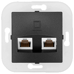Розетка компьютерная двухместная скрытой установки (полимерный суппорт) РК216-011 графит 11406BY