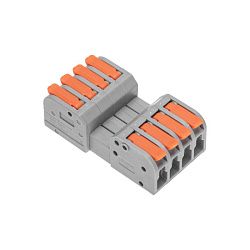 Клемма СМК 222-424R проходная разъемная 4 полюса серая 0,2-2,5/4мм² (20 шт/уп) REXANT 