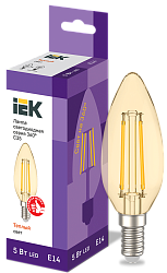 Лампа светодиодная C35 свеча золото 5Вт 230В 2700К E14 серия 360° IEK LLF-C35-5-230-30-E14-CLG