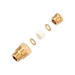 Сальник с двойной резьбой 1/2 и 3/4 для ввода кабеля в трубу, никелированная латунь REXANT 51-0610-4