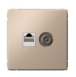 Розетка компьютерная + телевизионная 2-м ArtGallery RJ45 + TV кат.5E песочн. SE GAL001289 1823501