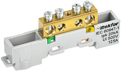 TEKFOR Шина PE "земля" неизолированная на универсальном держателе 8х12-4-Ж IEK TF-NN20-04-DL-K05