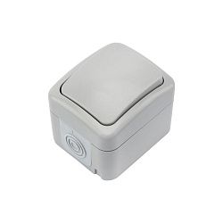 Выключатель одноклавишный Mini OG IP54 о/у, серый KRANZ KR-78-0835