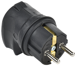 Вилка с боковым вводом 16А IP44 каучук черная GENERICA EVK21-016-01-44-K02-G