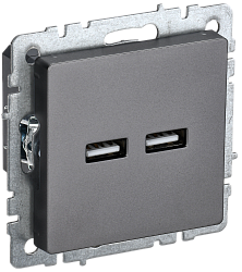 BRITE Розетка USB A+A 5В 3,1А РЮ10-1-БрС сталь IEK BR-U21-D31-K46