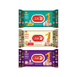 Салфетки влажные 100 шт. «Lili» для детей с экстрактом алоэ вера с клапаном 80-0011