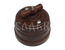 Выключатель пластиковый поворотный на четыре положения (2-х клавишный), IP 20, цвет - орех, серия УСАДЬБА, ТМ МЕЗОНИНЪ GE30401-14