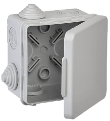 Коробка распаячная КМ для открытой проводки с откидной крышкой 80х80х50мм IP54 4 гермоввода (7035) GENERICA UKO31-080-080-050-K03-54G