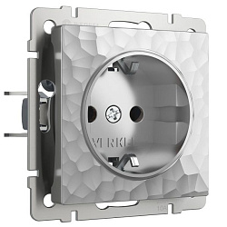 Розетка с заземлением и шторками (hammer серебряный) Werkel W1271106