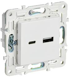 SKANDY Розетка USB A+C 18Вт SK-R13W арктический белый IEK SK-U22-018-K01