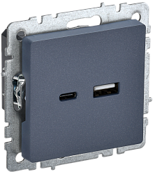 BRITE Розетка USB A+C 18Вт РЮ11-1-БрМ маренго IEK BR-U22-018-K35