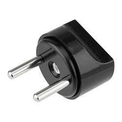 Адаптер сетевой (переходник) с Евро А/F на вилку С1 CEE 7/2 «Питер» 6А б/з черный PROconnect (пакет БОПП 1 шт/уп.) 11-1067-9