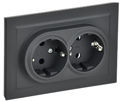 BRITE Розетка 2-местная с заземлением без защитных шторок 16А в сборе РС12-3-БрГ графит IEK BR-R21-16-K53-F