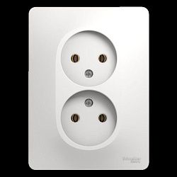 Розетка 2-м СП Glossa 16А IP20 без заземл. бел. SE GSL000120 275143