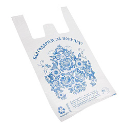 Пакет майка ПНД 28+16*50, 12мкм "Гжель" (100шт./уп) 61-0102