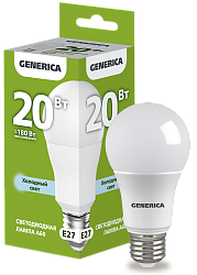 Лампа светодиодная A60 груша 20Вт 230В 6500К E27 GENERICA LL-A60-20-230-65-E27-G