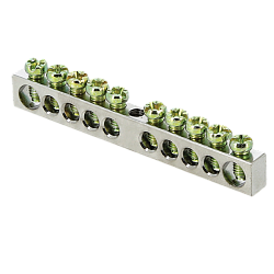 Шина PEN "ноль-земля" (6x9мм) 10 отв. цинк крепеж по центру EKF 