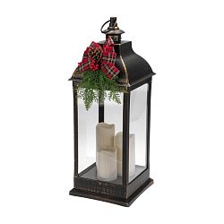 Декоративный фонарь с тремя свечами, бронзовый корпус, размер 24х24х65см, цвет теплый белый 513-049