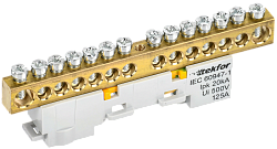 TEKFOR Шина PE "земля" неизолированная на универсальном держателе 8х12-14-Ж IEK TF-NN20-14-DL-K05