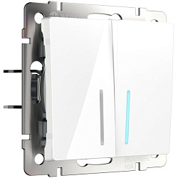 Выключатель двухклавишный проходной с подсветкой (белый) Werkel W1122101