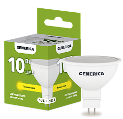 Лампа светодиодная MR16 софит 10Вт 230В 3000К GU5.3 GENERICA LL-MR16-10-230-30-GU5-G