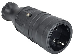 OMEGA Розетка переносная РБп14-1-0м IP20 каучук черная IEK 