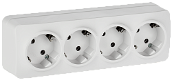GLORY Розетка 4-местная для открытой установки с заземлением без защитных шторок 16А РС24-3-ХБм белый матовый IEK ERH41-K01M-16