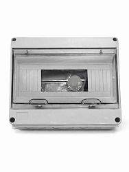 Корпус пластиковый СЕРЫЙ ЩРН-ПГ-12, черная прозрачная дверь IP65, DEKRON DEK06103-0046