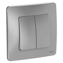Выключатель 2-кл. СП Blanca 10А IP20 (сх. 5) 250В алюм. SE BLNVS010503 1210321
