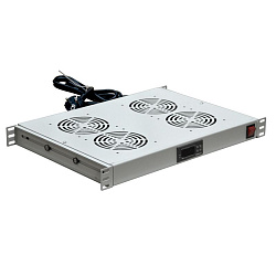 Модуль вентиляторный с термостатом 19" 1U с 4-мя вентиляторами REXANT 04-2605