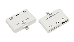 Адаптер для iPhone 5 на USB, SD, microSD для переноса фото белый 18-0153