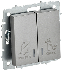 BRITE Выключатель 2-клавишный с индикацией для отелей 10А ВС10-2-9-БрС сталь IEK BR-V20-2-10-K46