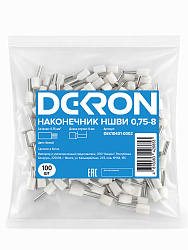 Наконечник НШВИ 0,75-8 белый (100шт/упак) DEKRON DEK10401-0002