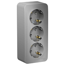 Розетка 3-м ОП Blanca 16А IP20 250В с заземл. без защ. шторок с изолир. пластиной алюм. SE BLNRA010313 1210559