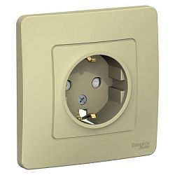 Розетка 1-м СП Blanca 16А IP20 250В с заземл. защ. шторки беж. SE BLNRS001117 520090