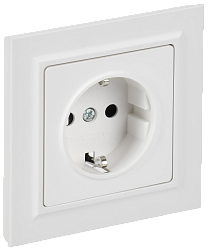 BRITE Розетка 1-местная с заземлением с защитными шторками 16А в сборе РСР14-1-0-БрАБ арктический белый IEK BR-R14-16-K91-F
