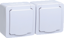 Розетка 2-местная для открытой установки РСб22-3-ГПБб с заземляющим контактом IP54 ГЕРМЕС PLUS (цвет крышки:белый) IEK ERMP22-K01-16-54-EC