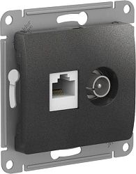 Розетка компьютерная + телевизионная 2-м Glossa RJ45 кат.5E + TV механизм антрацит SE GSL000789 1402918
