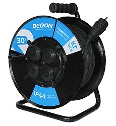 Удлинитель УКМ-44 силовой на катушке 4 гн. КГ-ХЛ 3х1,5 30м IP44 (катушка металл) 16А 3500Вт УКМ4404-2424