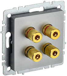 BRITE Аудиорозетка 4-местная РА10-БрС сталь IEK BR-S40-K46