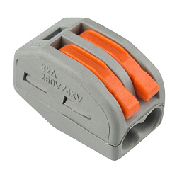 Универсальная клемма СМК 222-412, 2-проводная серая 0,08-2,5/4 мм² (50 шт/уп) REXANT 07-5252-4